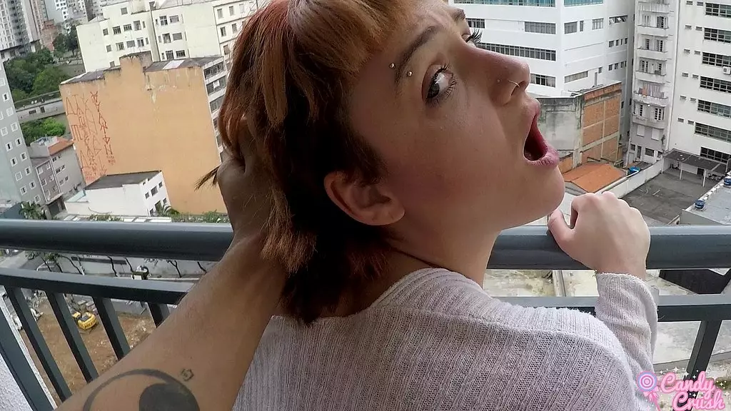 my husband creampied my ass after breakfast on the balcony