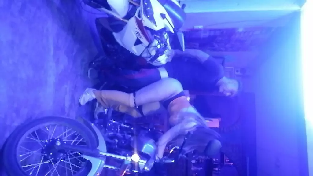 tranny fucking her boyfriend bareback on a motorcycle anal